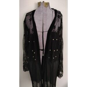 Forgotten Grace Sheer Lace Duster Cover up Jacket Black Boho Whimsigoth Fairy 2X